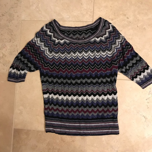 Guess Purple, Black, & Blue Patterned Sweater - Picture 2 of 3